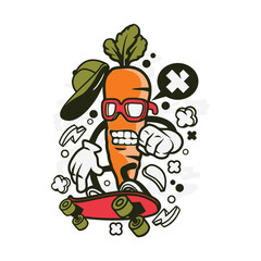Carrot on Skateboard Cartoon ...