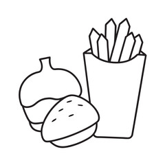  line art of  food item on the white background 