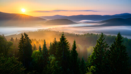 Fototapeta premium sunrise in the mountains