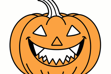 Fototapeta premium Cute Cartoon Pumpkin for Halloween-Festive Jack-o-Lantern Illustration-Spooky Season Clip Art-Ideal for Kids Crafts and Decorations