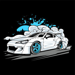 Blue JDM Drift Sports Car Vector © Rizky Republik