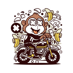 Motorcycle Rider Cartoon Char...