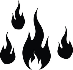 black flame fire icon silhouette burning heat symbol vector art