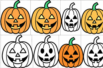Halloween Pumpkin Coloring Page- Printable Jack O' Lanterns for Kids- Spooky Season Activity- Fall Coloring Fun- Halloween Crafts- Pumpkin Faces Coloring Sheet