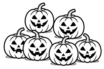 Halloween Pumpkin Coloring Page- Printable Jack-o'-Lanterns for Kids- Spooky Season Fun- Festive Halloween Activity- Black and White Pumpkin Outline- Easy Coloring Project