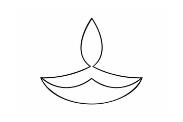Black outline of a traditional oil lamp diya cultural