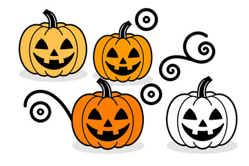 Halloween Pumpkins Cartoon Illustration-Jack O Lantern Clipart for Spooky Designs-Festive Vector Art for Autumn Celebrations-Download Halloween Graphics_