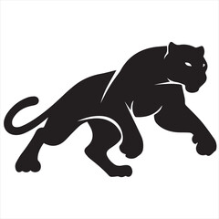 Obraz premium Minimal Black Panther Logo Design, Silhouette Style Vector Graphic, Modern Minimalist Panther Icon for Branding and Logo Projects 