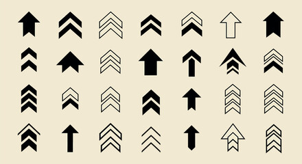 Collection of Upward Arrows Vector Icons and Graphic Elements