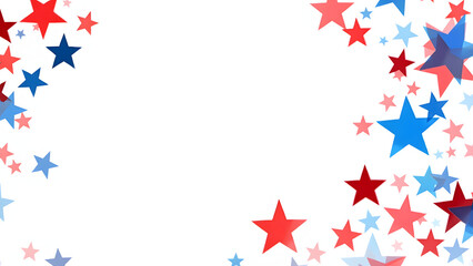 Red blue stars scattered isolated on a transparent background