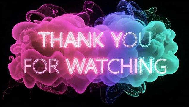 Animated Thank You Message with Colorful Smoke and Glowing Text on Black Background