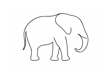 Simple elephant outline drawing animal black and white