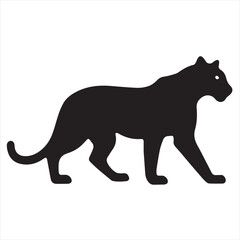 Obraz premium Minimal Black Panther Logo Design, Silhouette Style Vector Graphic, Modern Minimalist Panther Icon for Branding and Logo Projects 