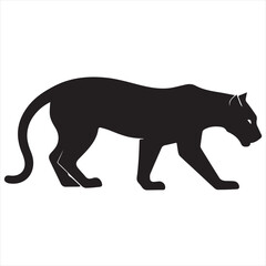 Obraz premium Minimal Black Panther Logo Design, Silhouette Style Vector Graphic, Modern Minimalist Panther Icon for Branding and Logo Projects 