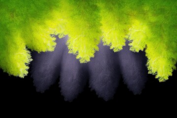Abstract Forest of Green and Yellow Hand Shaped Trees Reaching Downward