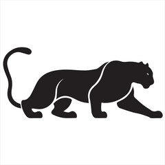 Naklejka premium Minimal Black Panther Logo Design, Silhouette Style Vector Graphic, Modern Minimalist Panther Icon for Branding and Logo Projects 