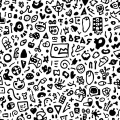 Fototapeta premium seamless pattern with black and white icons