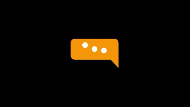 Chat message bubble icon. Text typing in messenger, sending messages, message bubbles for custom text on black background.