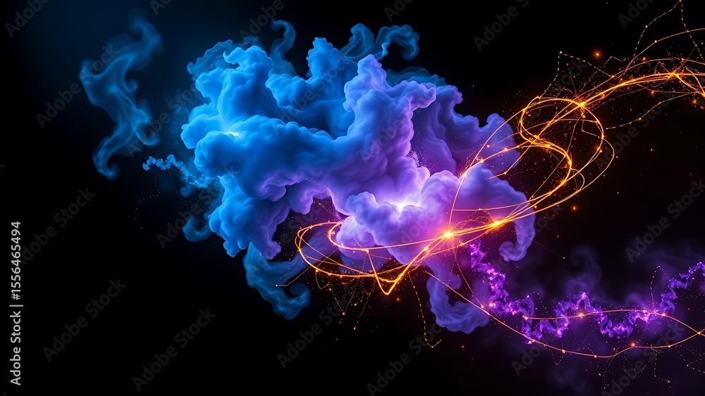 Poster abstract cloudscape with glowing connections modern background for technology innovation and digital