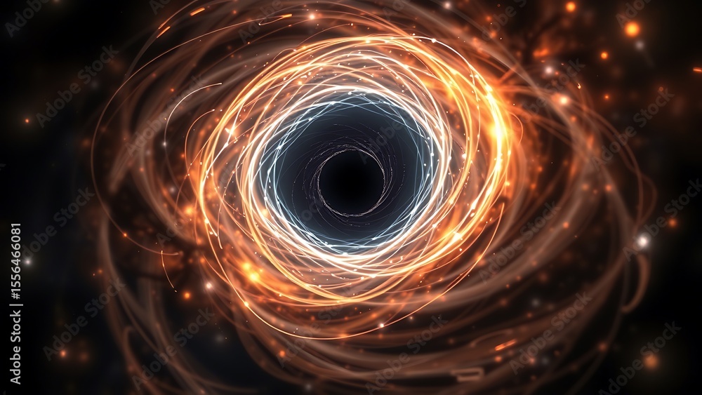 Poster abstract swirl of light dynamic energy background with glowing orbits for technology or science visu