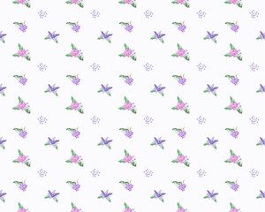 little flower arrange as seamless pattern on white background