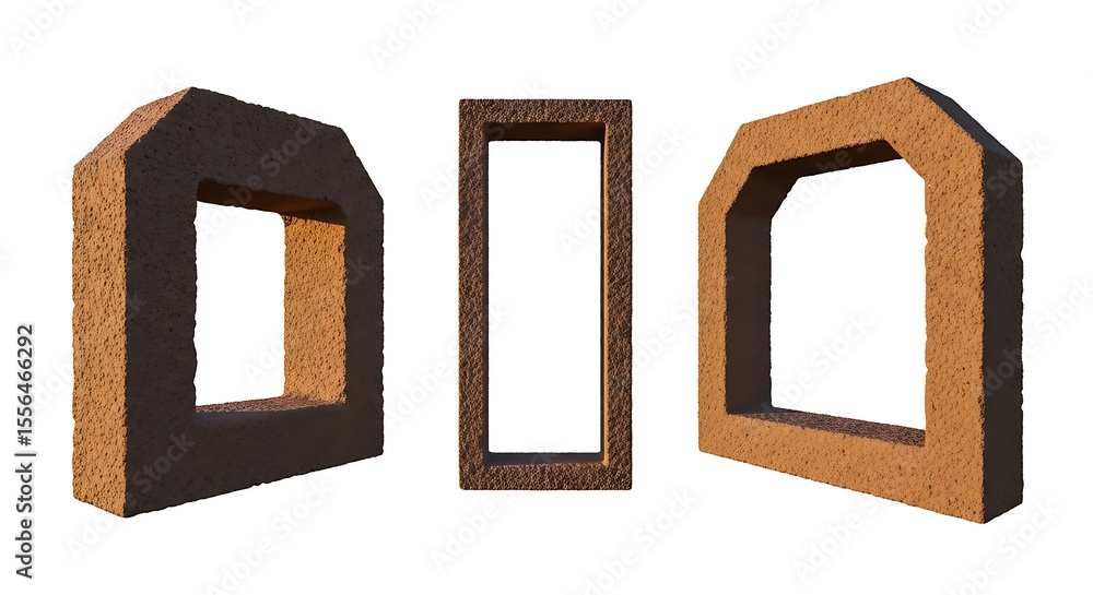 Poster isolated architectural frames with rough texture on white