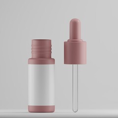 Opened Pink Dropper Bottle Mockup