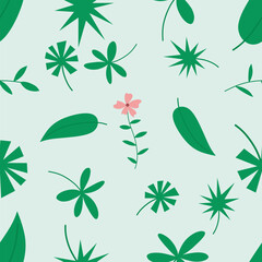 green summer tropical seamless pattern. Floral print, vector illustration.