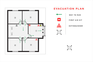 evacuation plan. fire evacuation diagram. vector