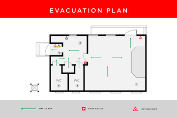 evacuation plan. fire evacuation diagram. vector