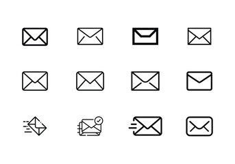 Message and mail icon set visualizing email or text communication stock icon set