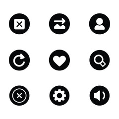 Website icon set for profile, heart, search, mic, setting, apps. Shopping and commerce icons set. Thin line icons for business, marketing, and social media