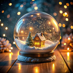 A snow globe placed in the center of a table,
