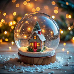 A snow globe placed in the center of a table,