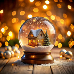 A snow globe placed in the center of a table,