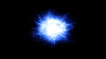 Radiant blue energy sphere against a dark background.