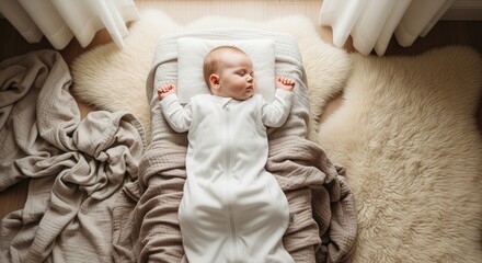 Peaceful Baby Sleeping on Soft Rug