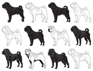 CHINESE SHAR PEI DOG SILHOUETTE