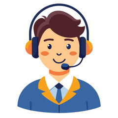 Handsome man in headset providing online support