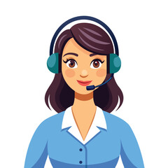 Happy girl giving customer service in white background