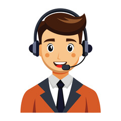 Male virtual support rep with headset