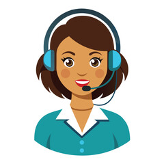 Positive support agent helping client with headset
