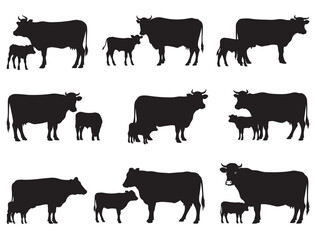 COW AND CALF SILHOUETTE