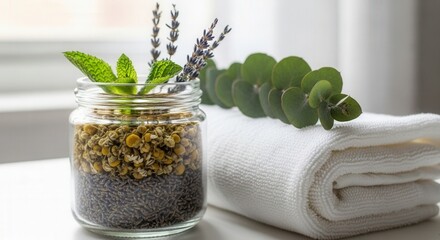 Relaxation Ritual: Herbs, Towel & Natural Wellness