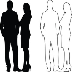 Minimal man and woman icon set, silhouette and line art vector for UI, restroom signs, and digital avatars.