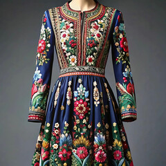 A fully embroidered dress adorned with intricate patterns