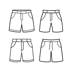 A set of clothing shorts line art vector illustration