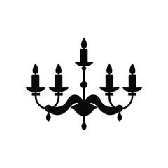 Chandelier with candles silhouette vector art illustration
