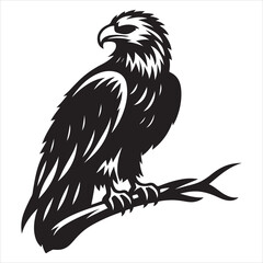 siting  eagle  Silhouette Vector Art, and Graphic, vector black color silhouette 