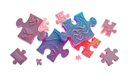 
3d puzzle pieces isolated on white background